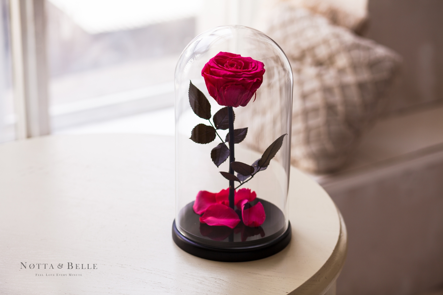 долговечная роза в стеклянной колбе